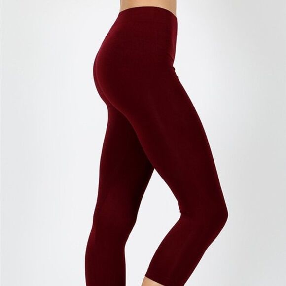 Zenana Outfitters Pants - Seamless Classic Leggings Dark Burgundy
